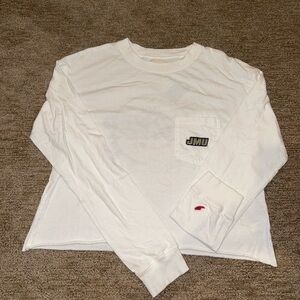 JMU Woman’s White Long Sleeve Shirt